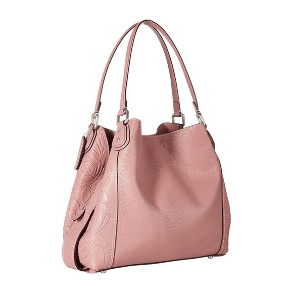 Coach Edie 31 Dusty Rose Shoulder Bag Tea Rose Leather Floral Handbag Purse NEW - Picture 2 of 4
